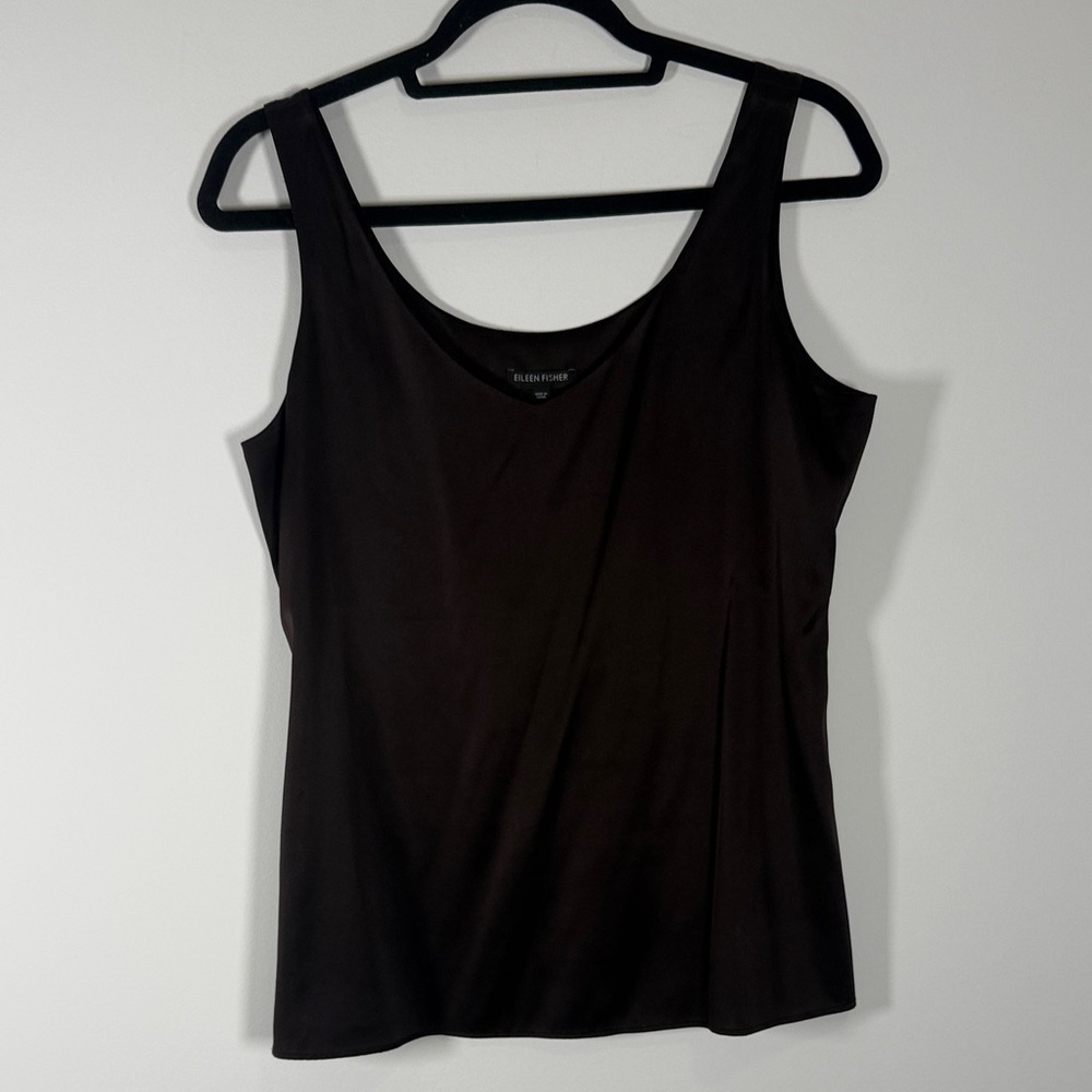 NWOT Ellen Tracy Elegant Brown Silk Tank Top
